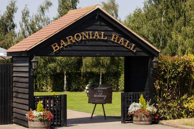 The entrance to the baronial hall wedding venue at Essex