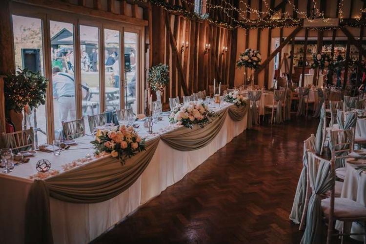 interior of barn wedding venue in essex