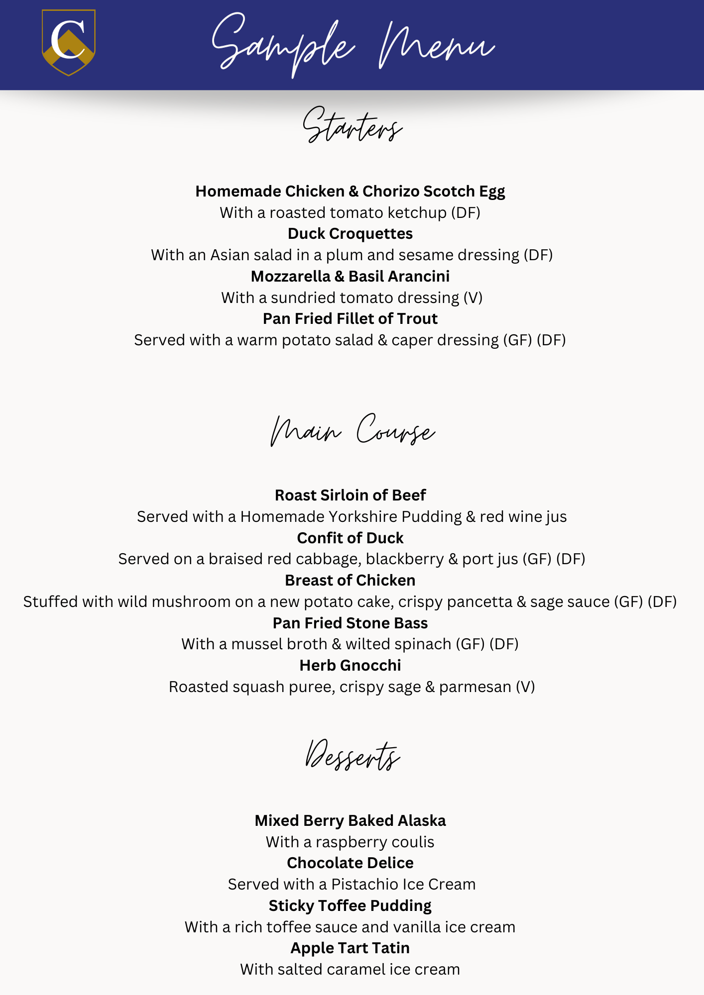 Sample Menu